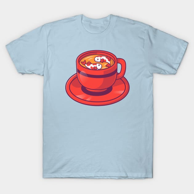 Cute Fish Koi Fish In Cup Tea Cartoon T-Shirt by Catalyst Labs